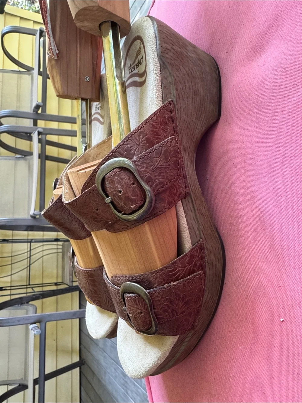 Dansko Brown Tooled Leather Sandals size 39